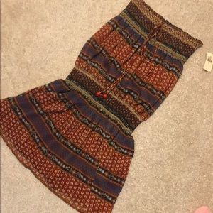 MM Couture multi color boho strapless dress